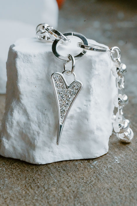 SILVER DIAMANTE HEART BRACELET* missdeeuk