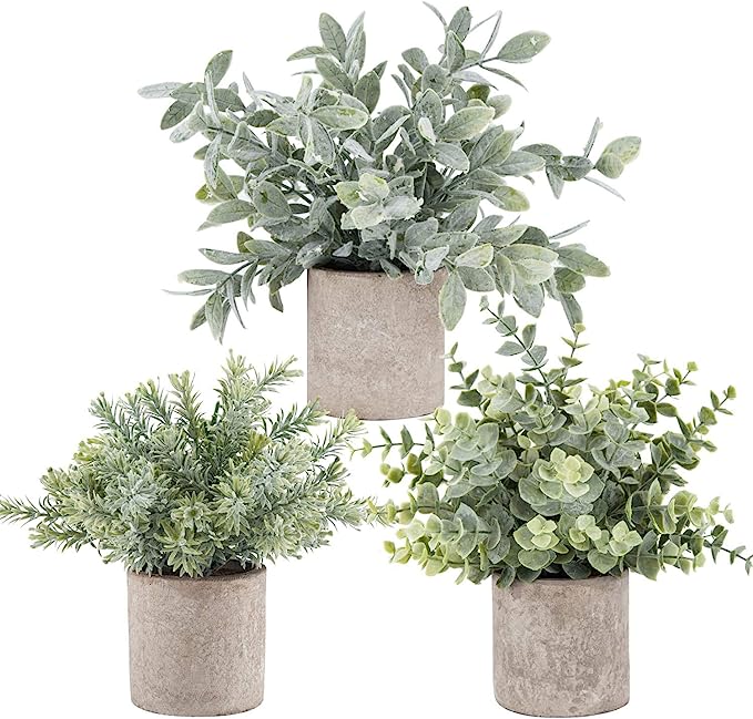 Clearance Bulk 3 Pack mall Fake Plants Eucalyptus Potted Artificial Plants for Shelf Desk Home Bathroom Farmhouse Room Coffee Table Decor Wholesale Artificialmerch