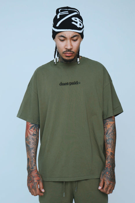 Dues Paid (Military Green - Oversize Shirt) Fly Supply Co