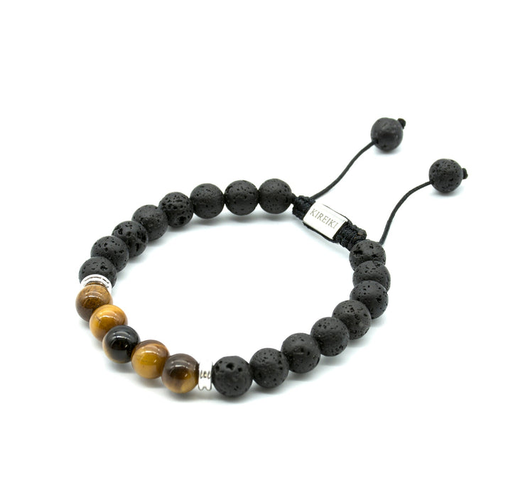 Tigers Eye (Solar Plexus) Lava Gemstone Bracelet Kireiki