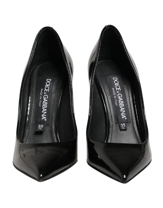 Dolce & Gabbana Black Calf Leather Stiletto Heels Pumps Shoes