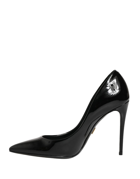 Dolce & Gabbana Black Calf Leather Stiletto Heels Pumps Shoes