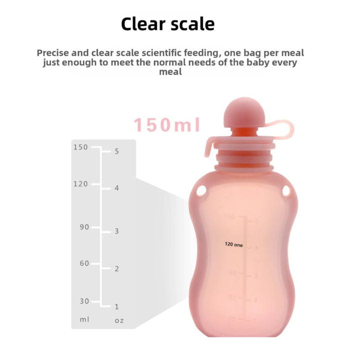 Reusable Silicone Food Storage Pouches 150ml - For Milk, Purees & Snacks