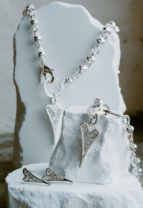 SILVER DIAMANTE HEART BRACELET* missdeeuk