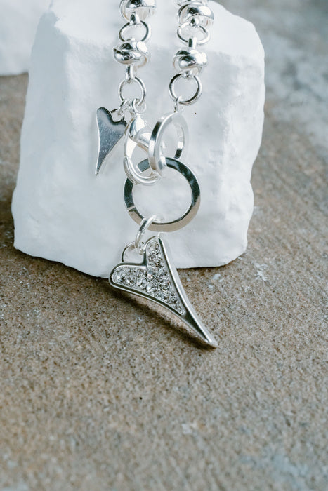 SILVER DIAMANTE HEART BRACELET* missdeeuk