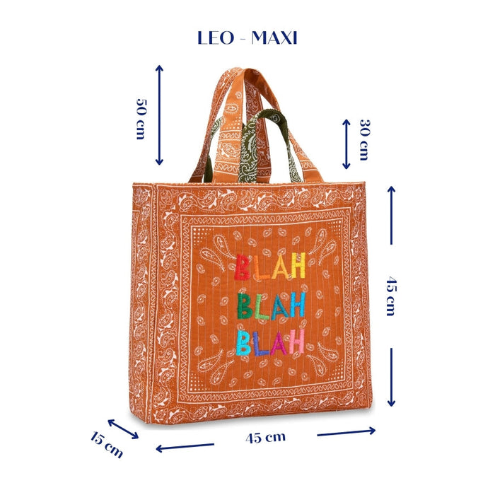 LEO Quilted Turuncu Maxi Tote Çanta - BLAH BLAH BLAH