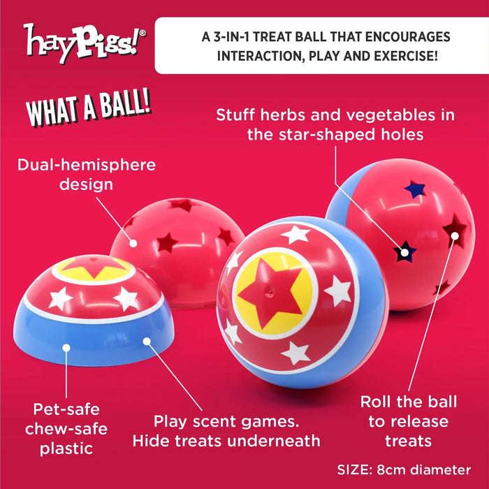 HayPigs Circus Treat Ball 3-in-1 Enrichment Toy