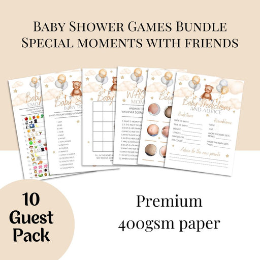 Teddy Bear Baby Shower Games | 6 Game Bundle ForeverLily