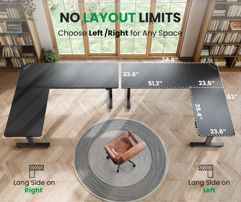 OdinLake S4 Home Office  L Shaped Standing Desk(75"D x 63"W x 46"H)