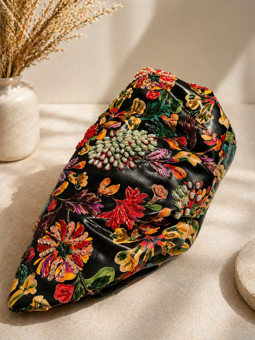 The Garden Ruche in Midnight — Hand-Beaded Luxury Clutch Bag