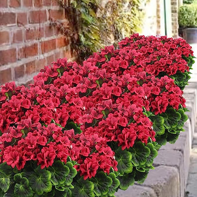 Bulk 16.5 inches Tall Geranium Bush Faux Flowers UV Resistant for Outdoors and Indoors Wholesale Artificialmerch