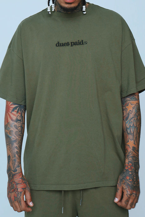 Dues Paid (Military Green - Oversize Shirt) Fly Supply Co