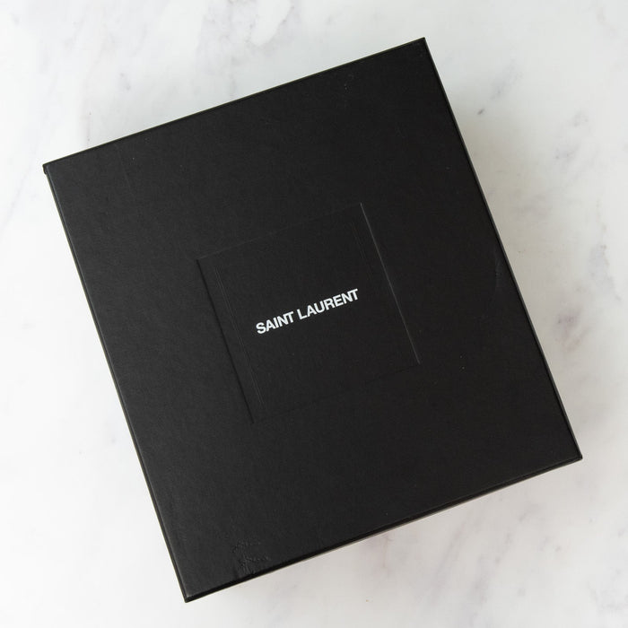 YSL Opyum 110 Black Patent Logo Heels