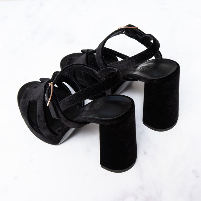 Hermès Jazz 90 Black Velvet Sandals