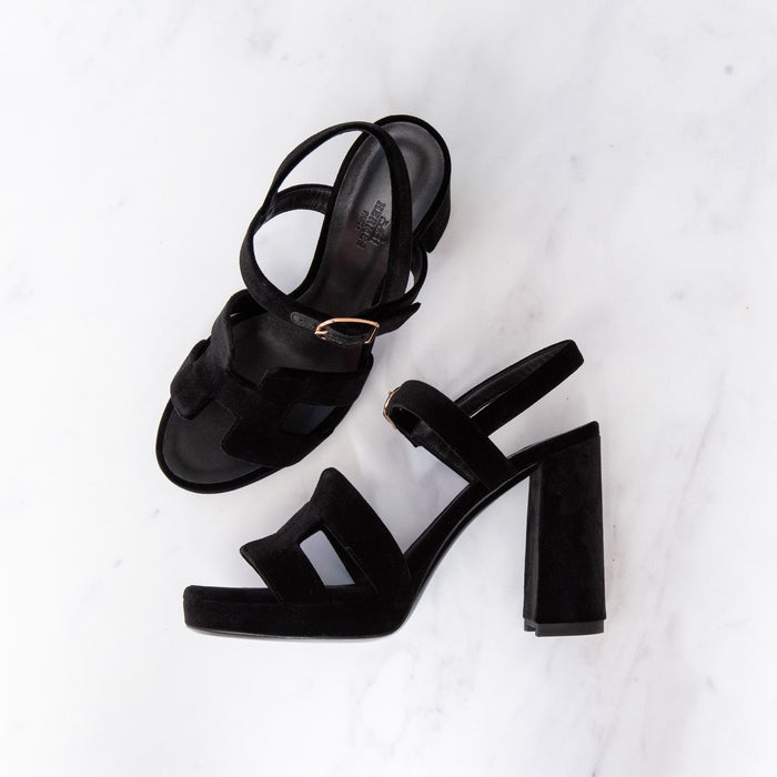 Hermès Jazz 90 Black Velvet Sandals