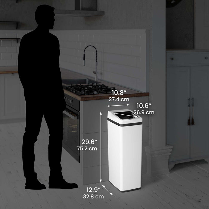 14 Gallon White Self-Contained Electric-Motor Sensor Kitchen Trash Can with AbsorbX iTouchless Housewares and Products Inc.