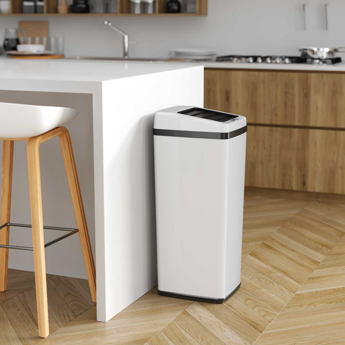 14 Gallon White Self-Contained Electric-Motor Sensor Kitchen Trash Can with AbsorbX iTouchless Housewares and Products Inc.
