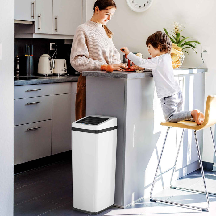 14 Gallon White Self-Contained Electric-Motor Sensor Kitchen Trash Can with AbsorbX iTouchless Housewares and Products Inc.