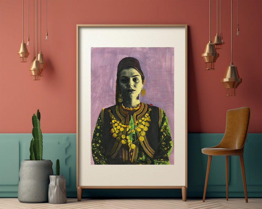 Painting. Lady in Kastoria #1 | Wall art painting poster from Greece