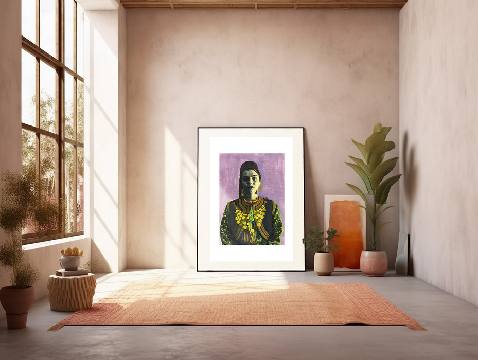 Painting. Lady in Kastoria #1 | Wall art painting poster from Greece