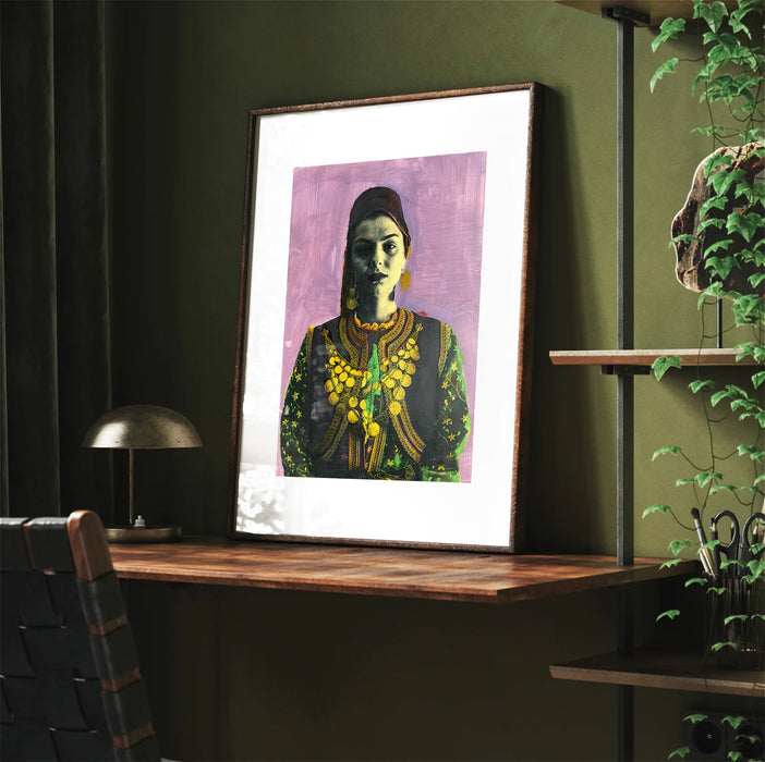 Painting. Lady in Kastoria #1 | Wall art painting poster from Greece