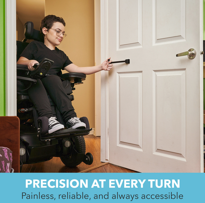 T-Pull Manual Door Closer for Wheelchair Users - Canadian Made Accessibility Aid - Swivel Design for Interior/Exterior Doors (Black ABS)