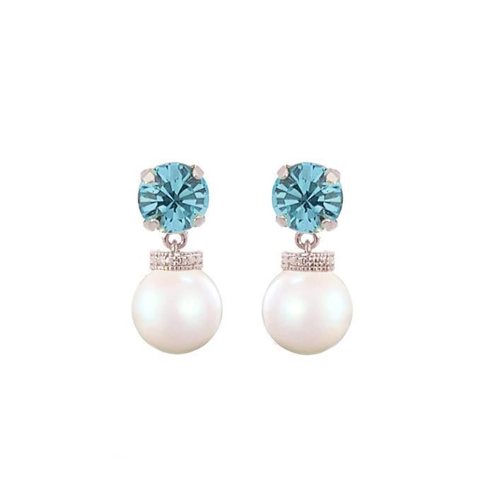 Isabel Aquamarine Pearl Drop Earrings TigerlillyJewelry