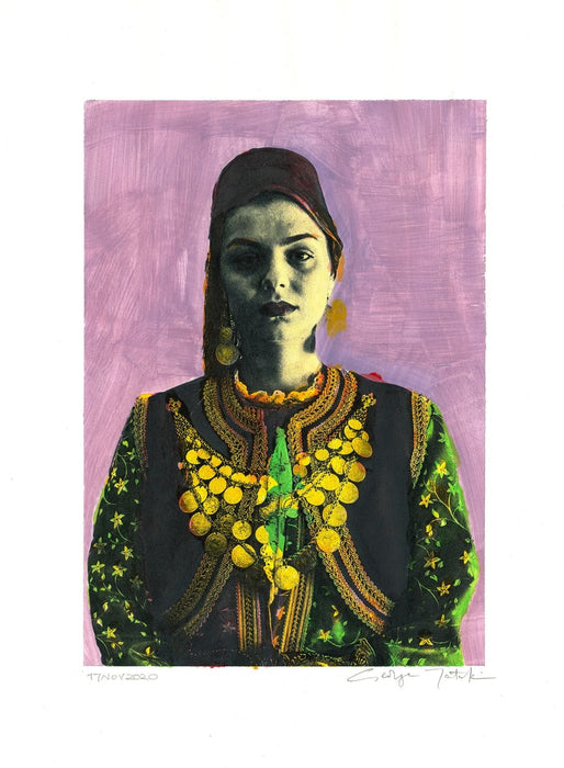 Painting. Lady in Kastoria #1 | Wall art painting poster from Greece
